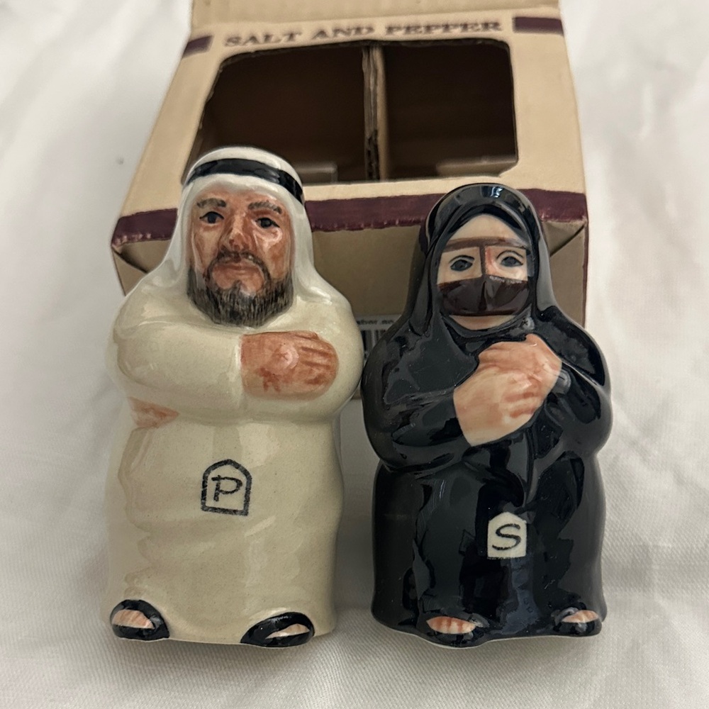 Ceramic Salt and Pepper Shaker Set - Cream and Black